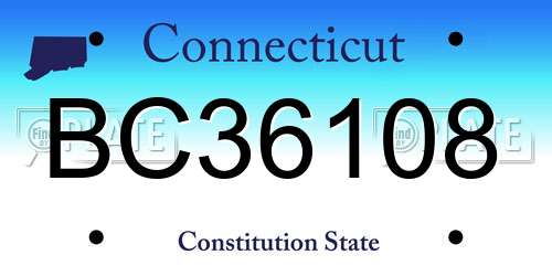 BC36108 Connecticut License Plate