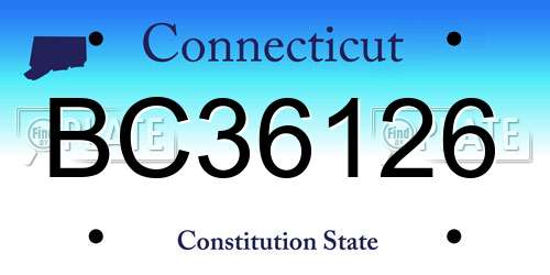 BC36126 Connecticut License Plate