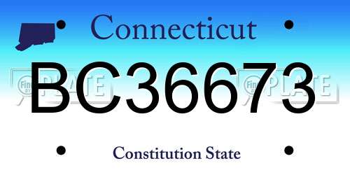 BC36673 Connecticut License Plate