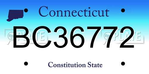 BC36772 Connecticut License Plate