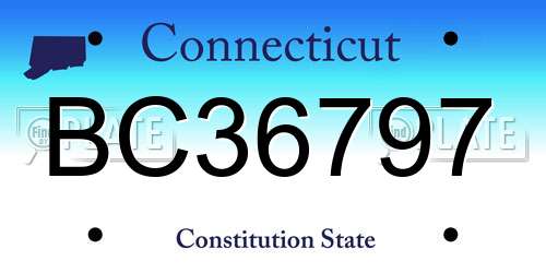BC36797 Connecticut License Plate