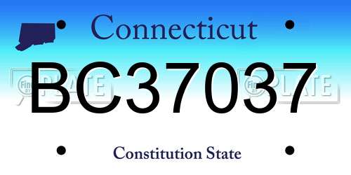 BC37037 Connecticut License Plate