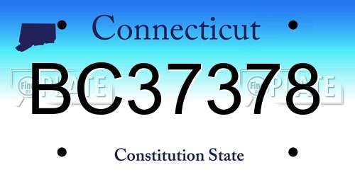 BC37378 Connecticut License Plate