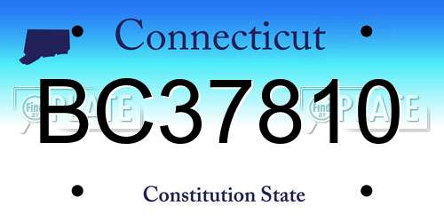 BC37810 Connecticut License Plate
