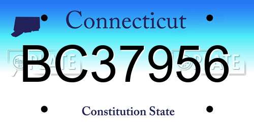 BC37956 Connecticut License Plate
