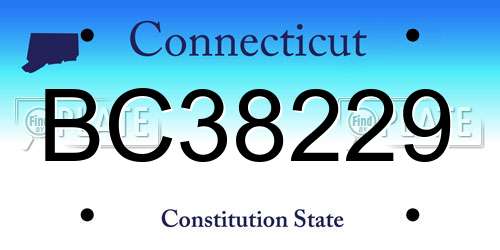 BC38229 Connecticut License Plate