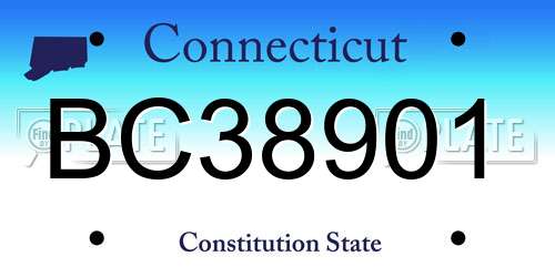 BC38901 Connecticut License Plate