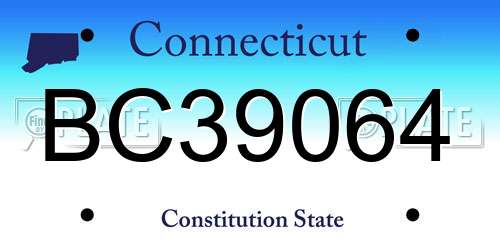 BC39064 Connecticut License Plate