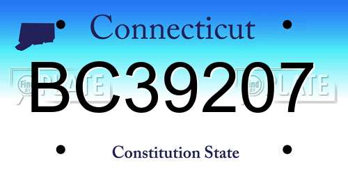 BC39207 Connecticut License Plate