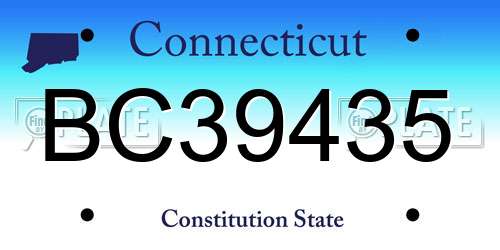 BC39435 Connecticut License Plate