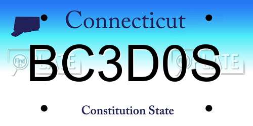 BC3D0S Connecticut License Plate