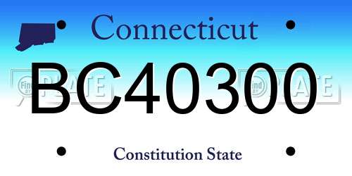 BC40300 Connecticut License Plate