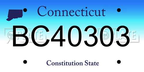 BC40303 Connecticut License Plate