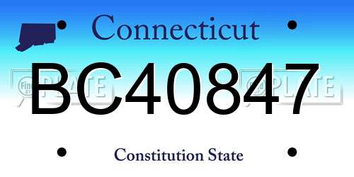 BC40847 Connecticut License Plate