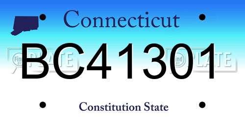BC41301 Connecticut License Plate