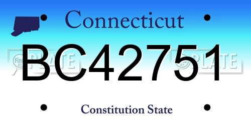 BC42751 Connecticut License Plate