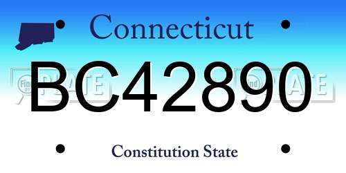 BC42890 Connecticut License Plate