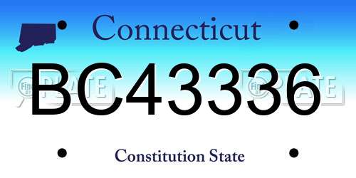 BC43336 Connecticut License Plate