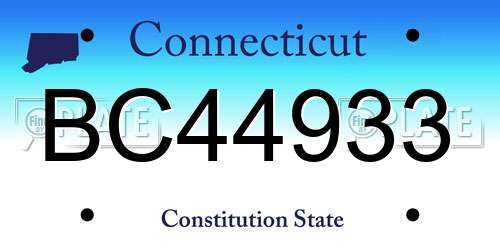 BC44933 Connecticut License Plate