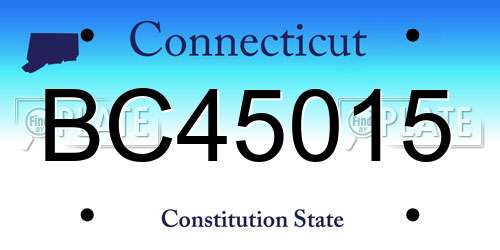 BC45015 Connecticut License Plate
