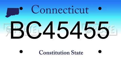 BC45455 Connecticut License Plate