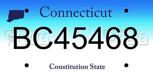 BC45468 Connecticut License Plate