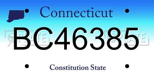 BC46385 Connecticut License Plate