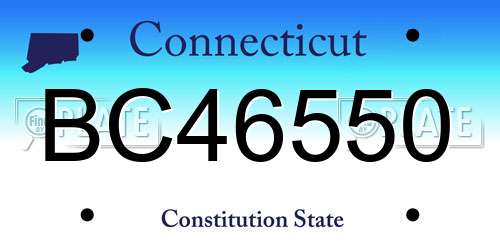 BC46550 Connecticut License Plate