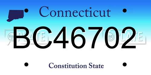 BC46702 Connecticut License Plate