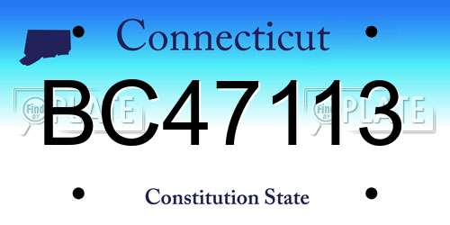 BC47113 Connecticut License Plate