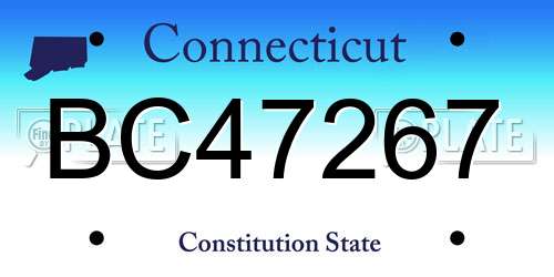 BC47267 Connecticut License Plate