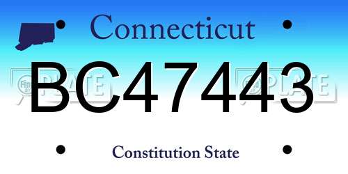 BC47443 Connecticut License Plate