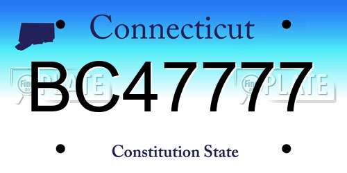 BC47777 Connecticut License Plate