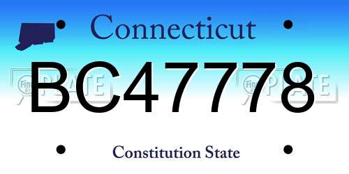BC47778 Connecticut License Plate