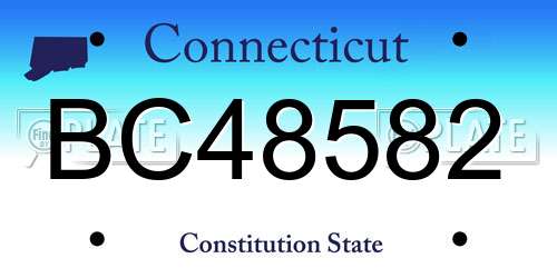 BC48582 Connecticut License Plate