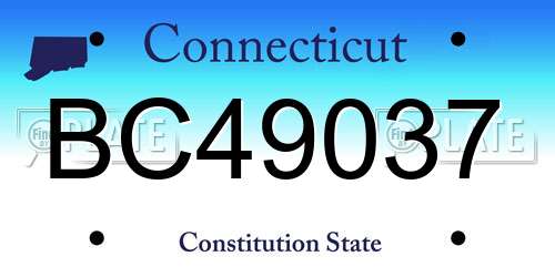 BC49037 Connecticut License Plate