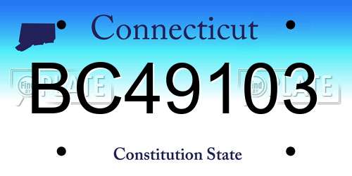BC49103 Connecticut License Plate
