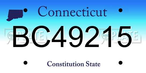 BC49215 Connecticut License Plate