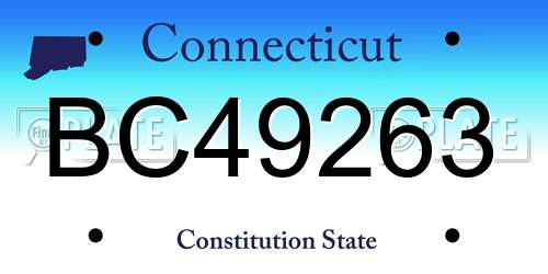 BC49263 Connecticut License Plate