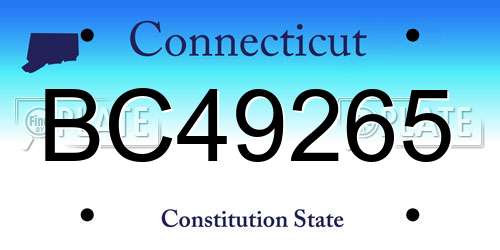 BC49265 Connecticut License Plate