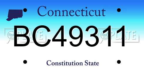 BC49311 Connecticut License Plate