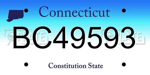 BC49593 Connecticut License Plate