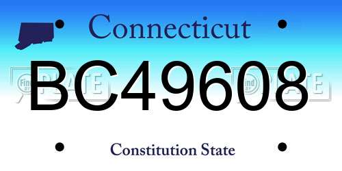 BC49608 Connecticut License Plate