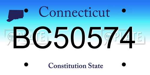 BC50574 Connecticut License Plate