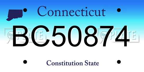 BC50874 Connecticut License Plate