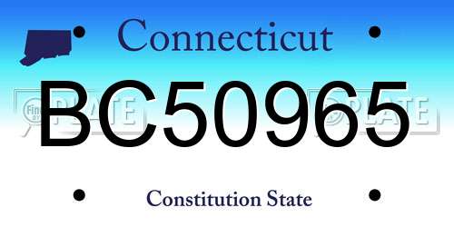 BC50965 Connecticut License Plate