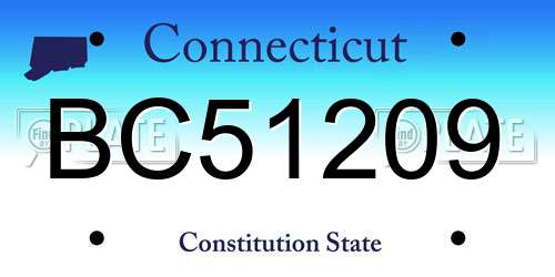 BC51209 Connecticut License Plate