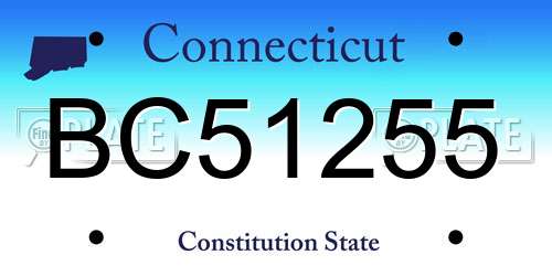 BC51255 Connecticut License Plate