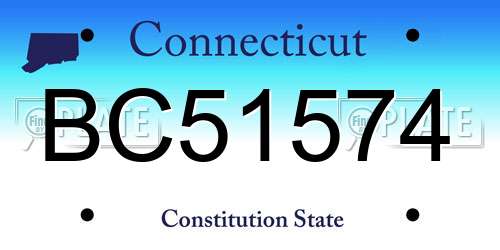BC51574 Connecticut License Plate