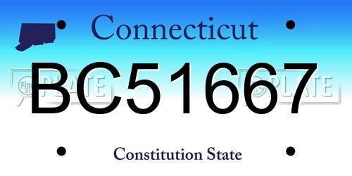 BC51667 Connecticut License Plate